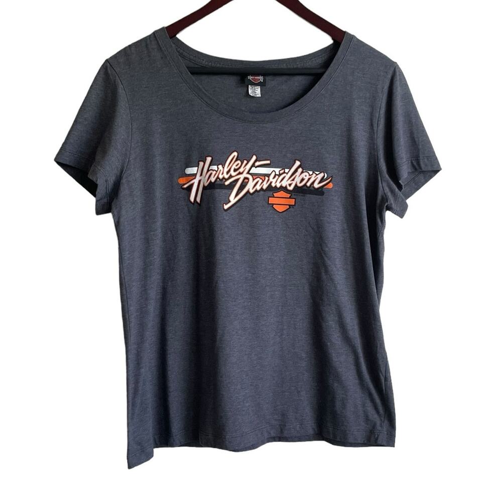Harley Davidson‎ Women Top XL Gray Eureka Springs Logo Print Motorcycle Biker